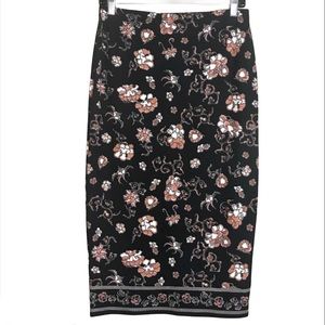 Max Studio Printed Ponte Midi Pencil Skirt